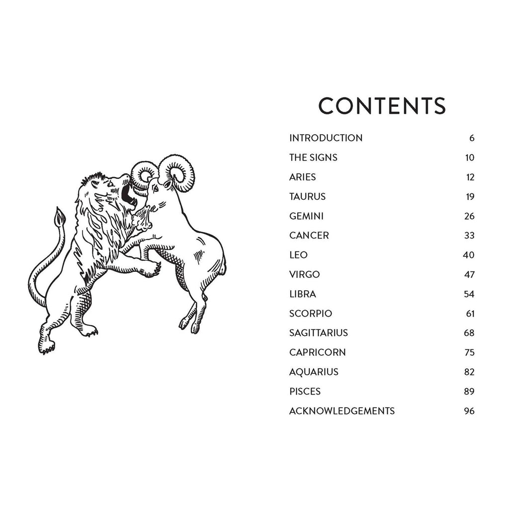 Table of contents for of book title Nasty Astrology on a white background