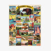 Completed national parks puzzle by cavallini paper on a white background