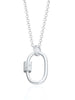 Scream Pretty brand carabiner charm necklace in silver on a white background