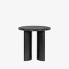Black end table with two rounded legs by four hands furniture on a white background