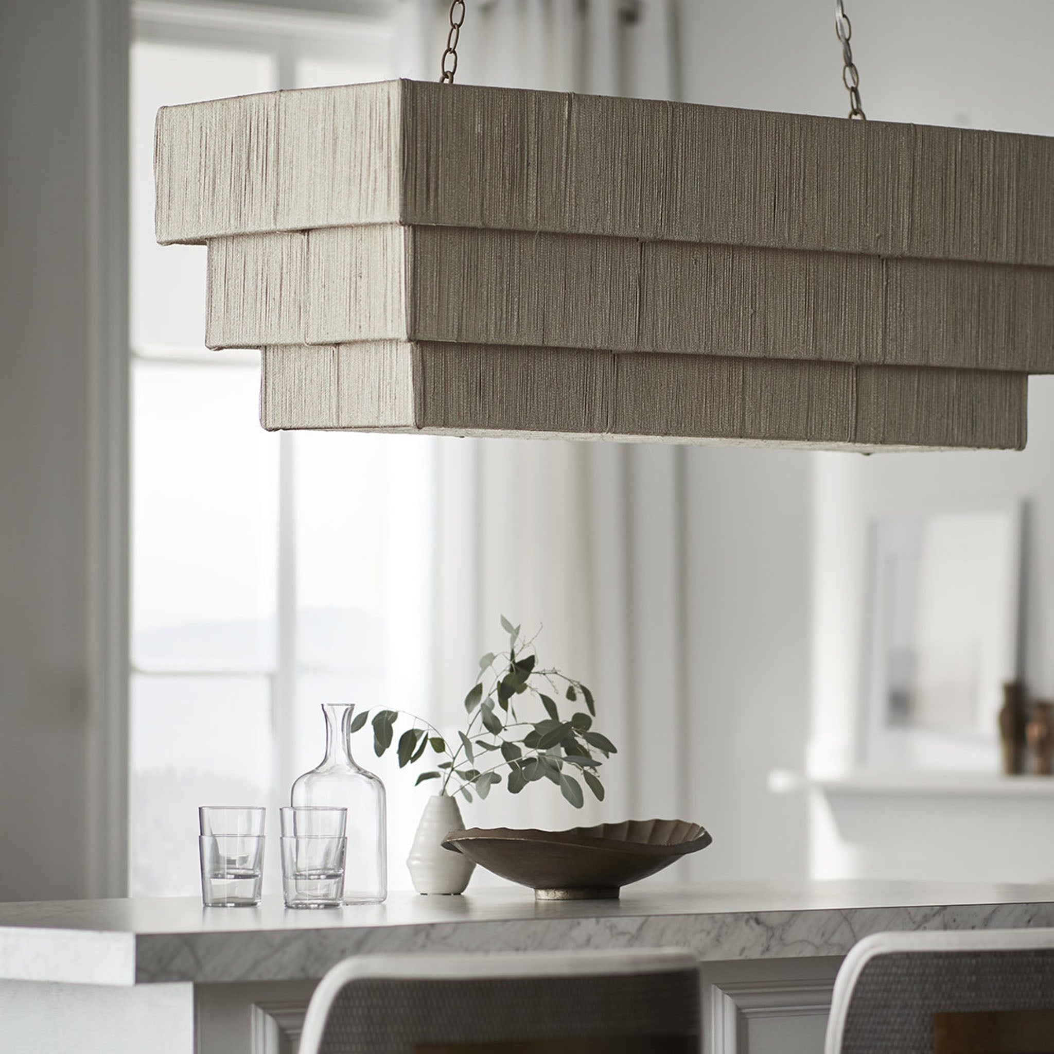 Palecek Everly Rectangular Chandelier in Natural - Addison West 