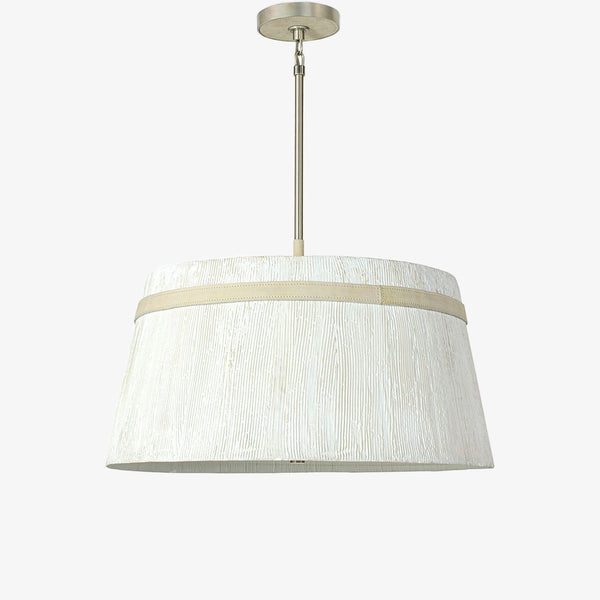 Palecek Althea Chandelier with white washed wood finish on a white background