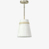 Palecek althea pendant light with white washed finish and beige strap detail on a white background
