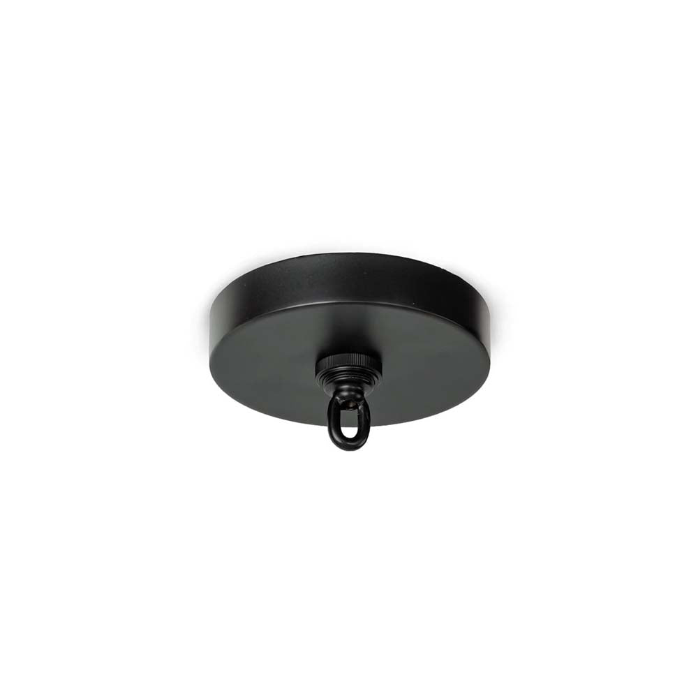 Powder coated metal frame Palecek Brunswick Outdoor Drum Pendant light closeup on a white background