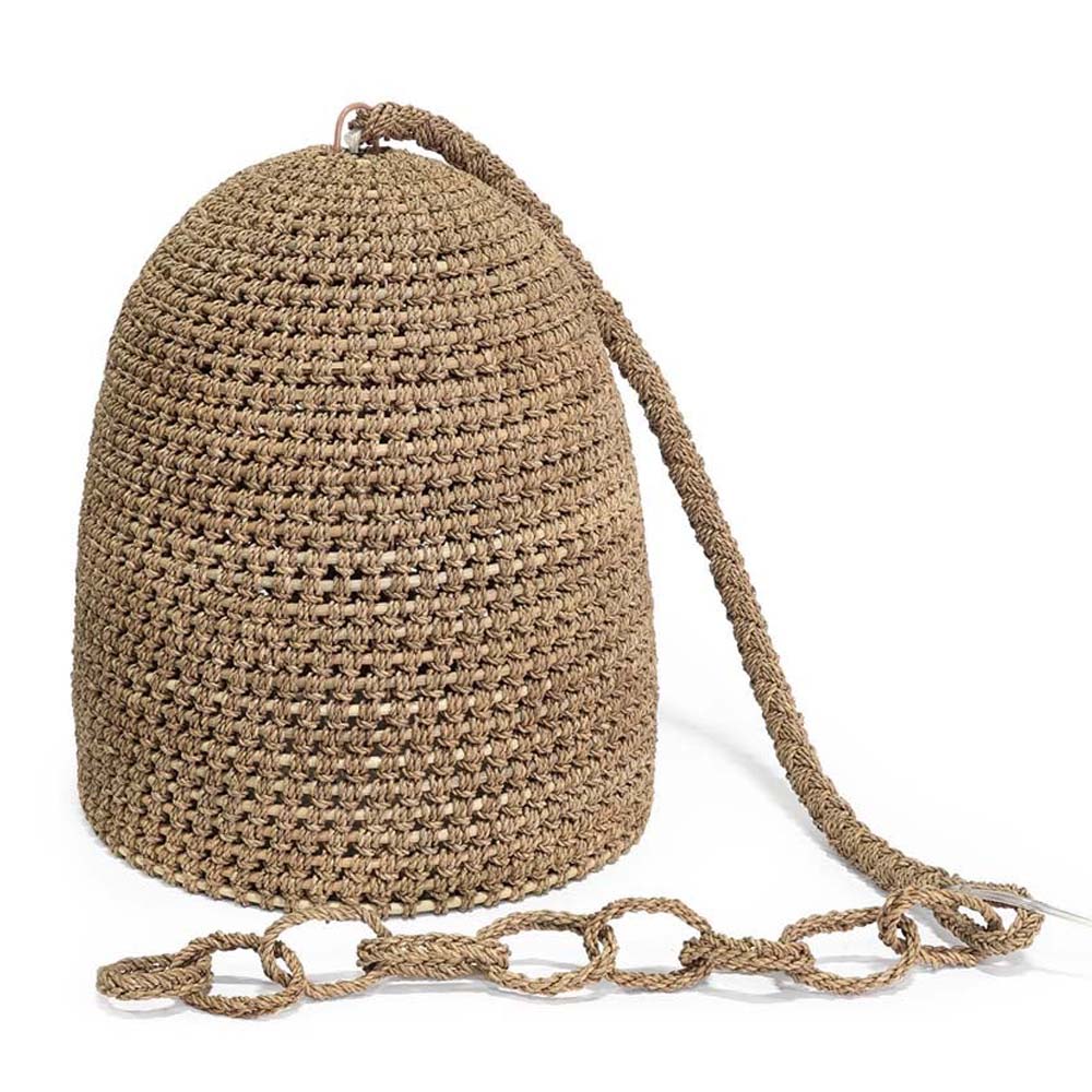 rattan frame and natural rope Palecek Green Oaks Pendant light on a white background