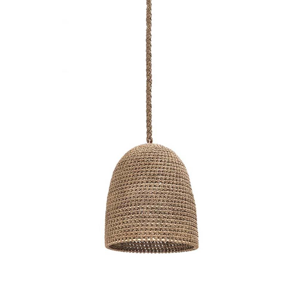 rattan frame and natural rope Palecek Green Oaks Pendant light on a white background