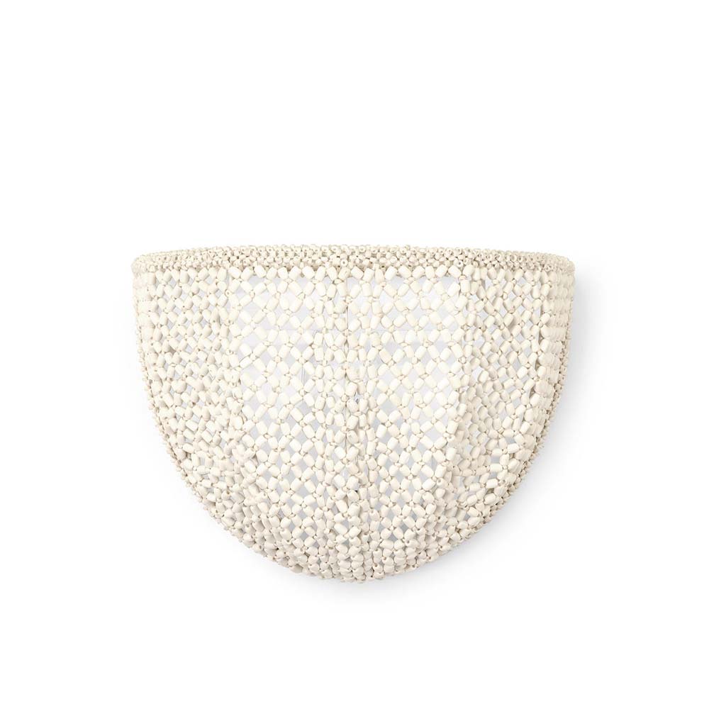 Ivory coco beads Palecek Quinn Sconce on a white background 
