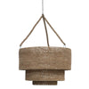 Rattan and natural lampakanai rope Palecek Veranda Woven Pendant  on a white background 