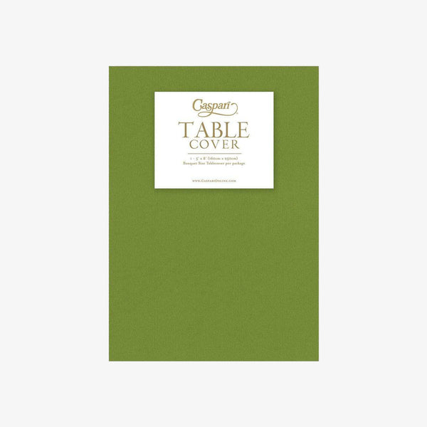 Package of Caspari Paper Linen Tablecloth in Spring Green on a white background