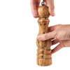 Peugeot brand olive wood 22cm pepper mill on a white background