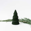 Small Green ceramic decorative Christmas tree on white background