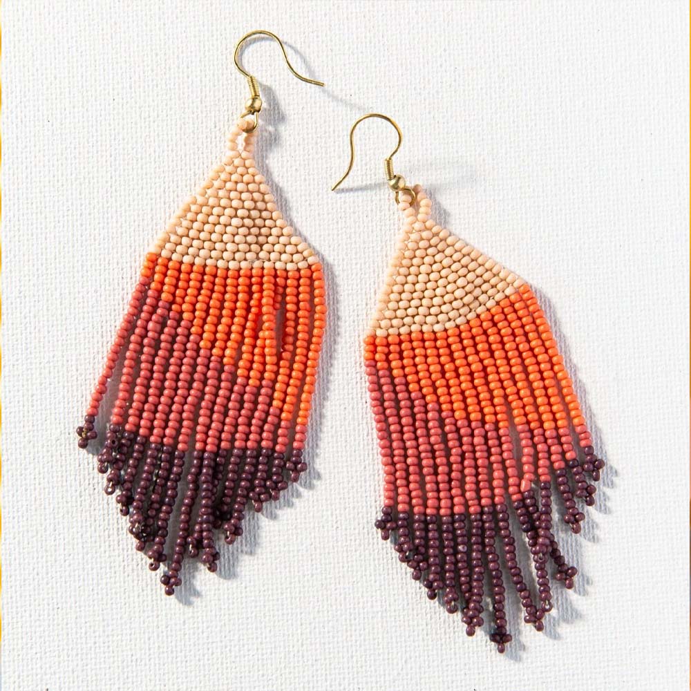 INK + ALLOY  Pink Ombre Fringe Earrings on a white background