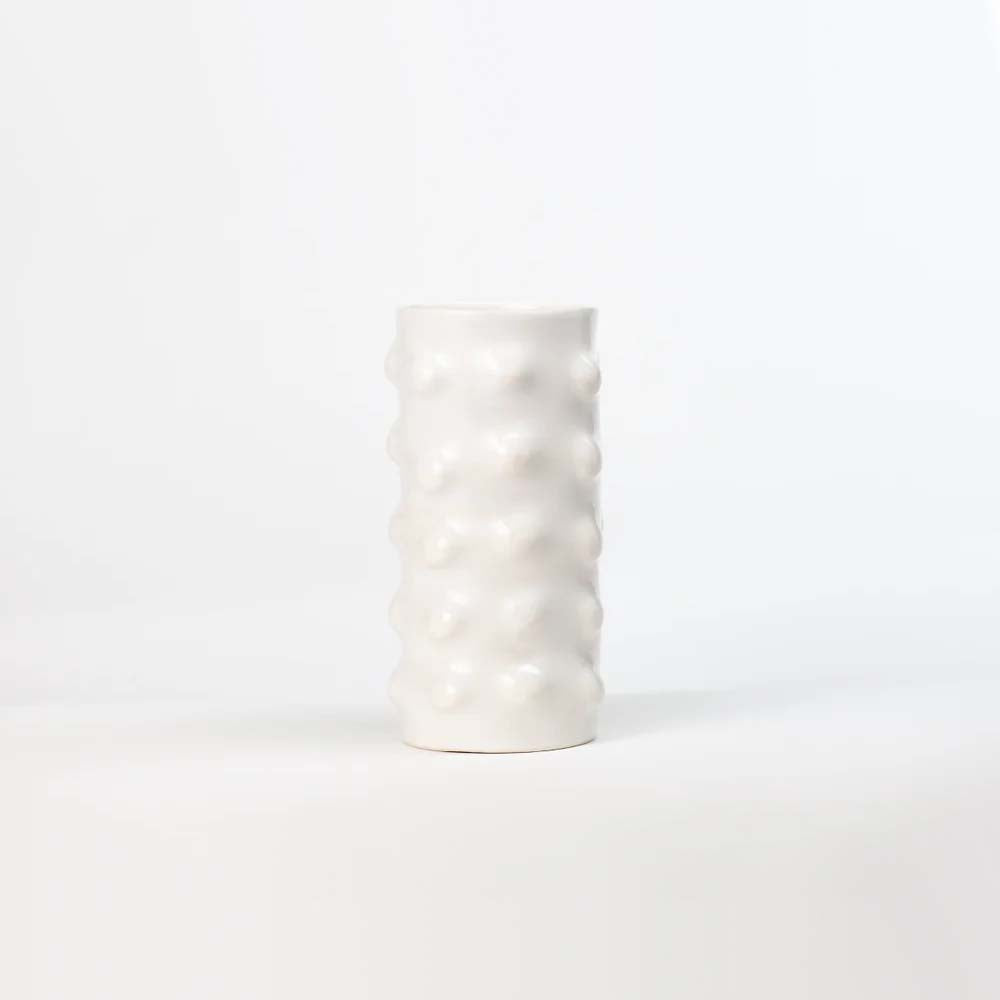 Stephanie Grace ceramics large polka dot vase on a white background