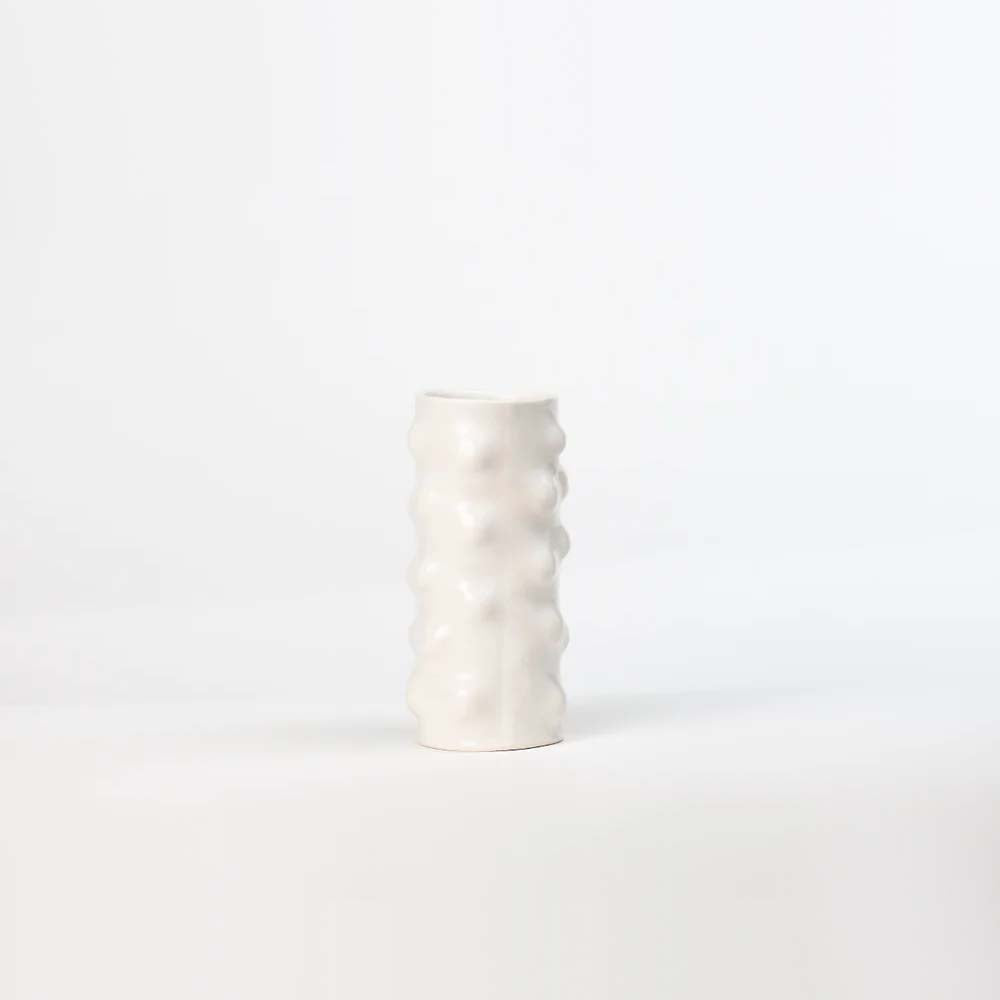 Stephanie Grace ceramics small polka dot vase on a white background