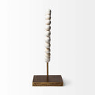 White Beaded Broken Sphere Decorative Object with Gold Base on a white background side view