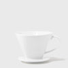white pour over coffee maker on a white background