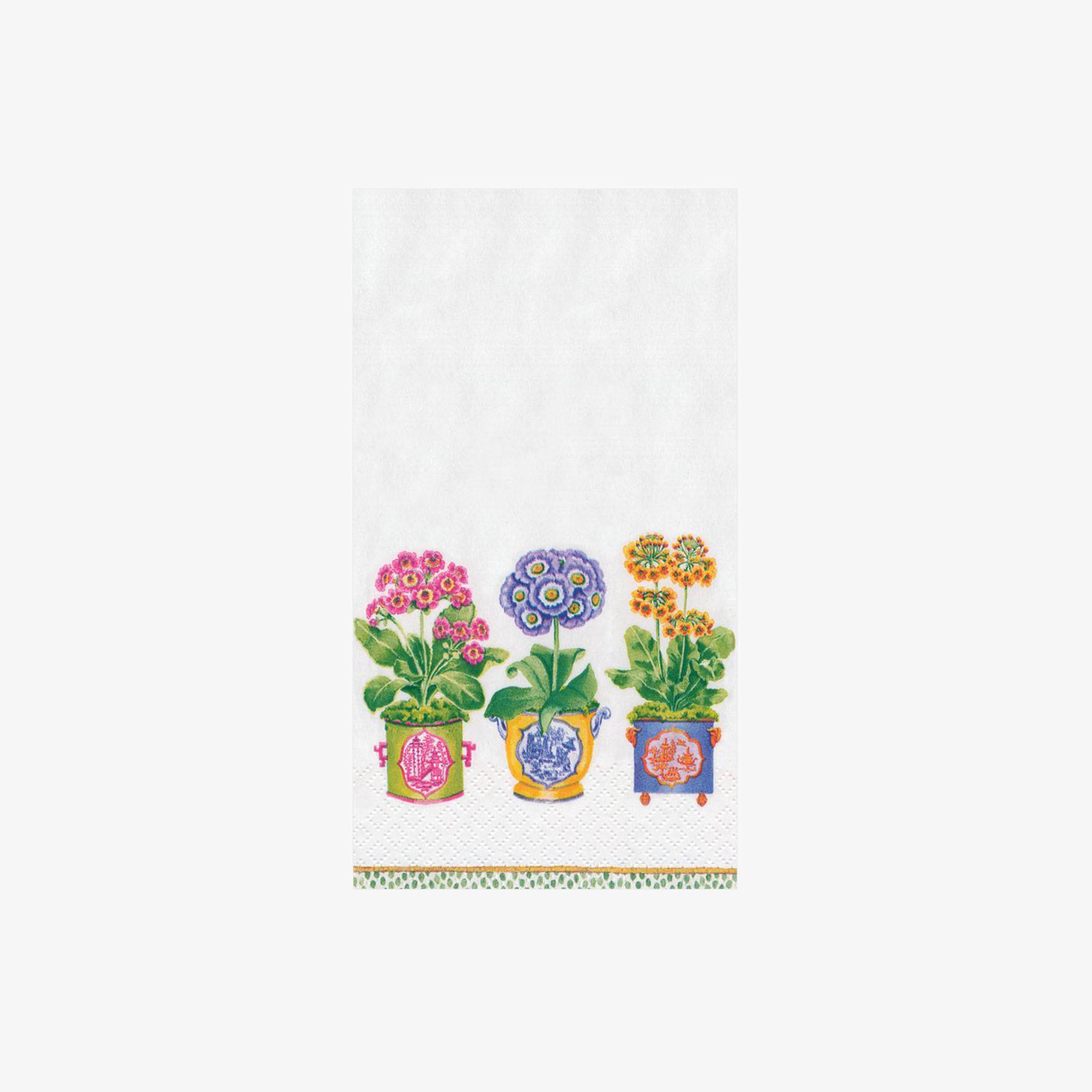 Caspari Primroses Guest Napkin on a white background