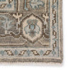 Close up of Jaipur living Salinas rug with center medallion and pop of sky blue