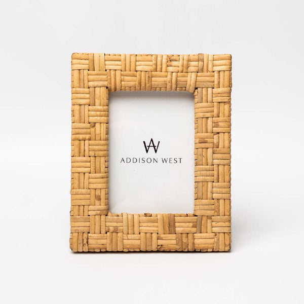 Rattan picture frame on a white background