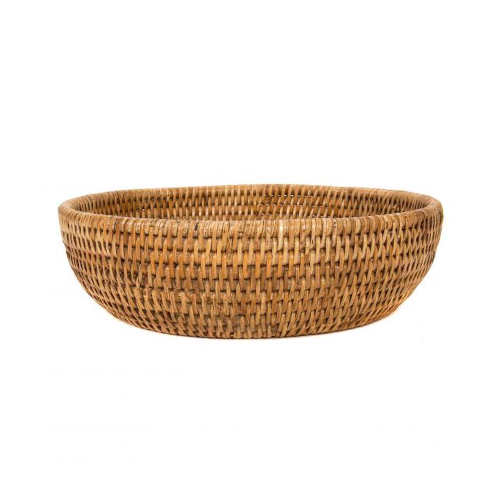 Rattan bowl on a white background