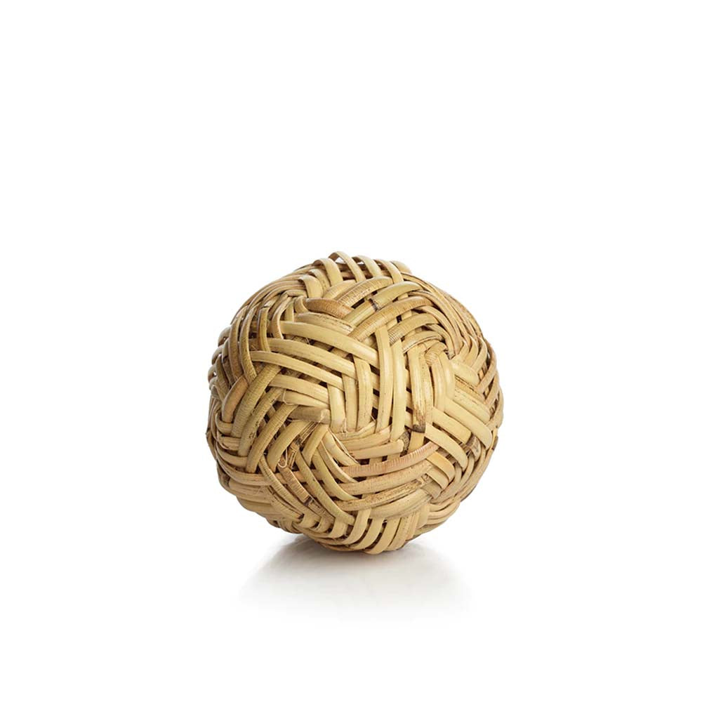 Rattan decorative orb on a white background