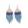 Ink and alloy brand blue and coral color block earrings on a white background