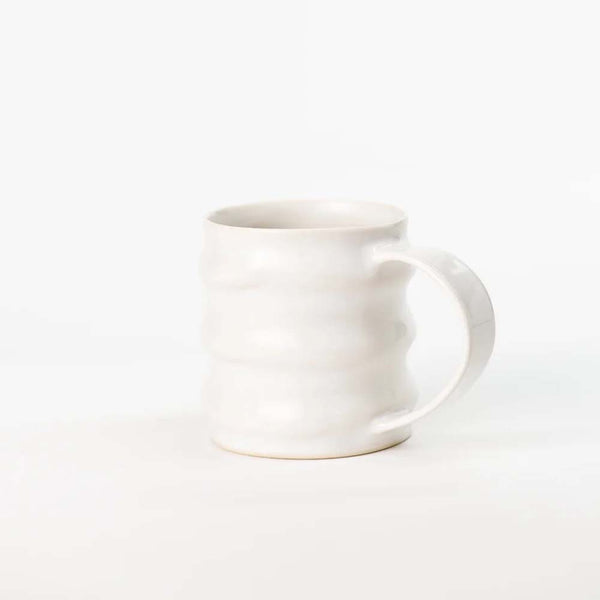 Stephanie Grace ceramics wavy white mug on a white background