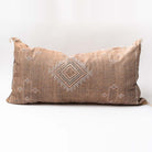 Large rectangular moroccan silk embroidered brown pillow 