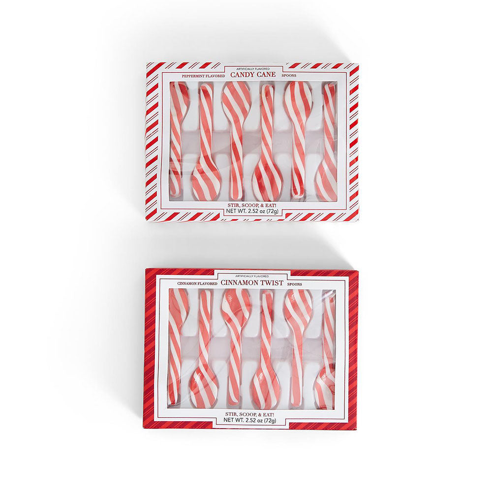 Two's company set of six candy cane and cinnamon twist spoons