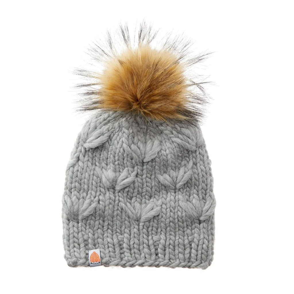 Shit that I knit brand motley beanie in heather on a white background
