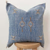 Blue square cactus silk sabra pillow with embroidery