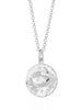 Scream Pretty brand silver Cancer zodiac star sign necklaces on a white background