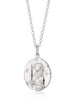 Scream Pretty brand silver Virgo zodiac star sign necklaces on a white background