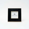 Black square photo frame for 4"x4" photo on a white background 
