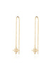 Scream Pretty brand starburst threader earrings in gold on a white background