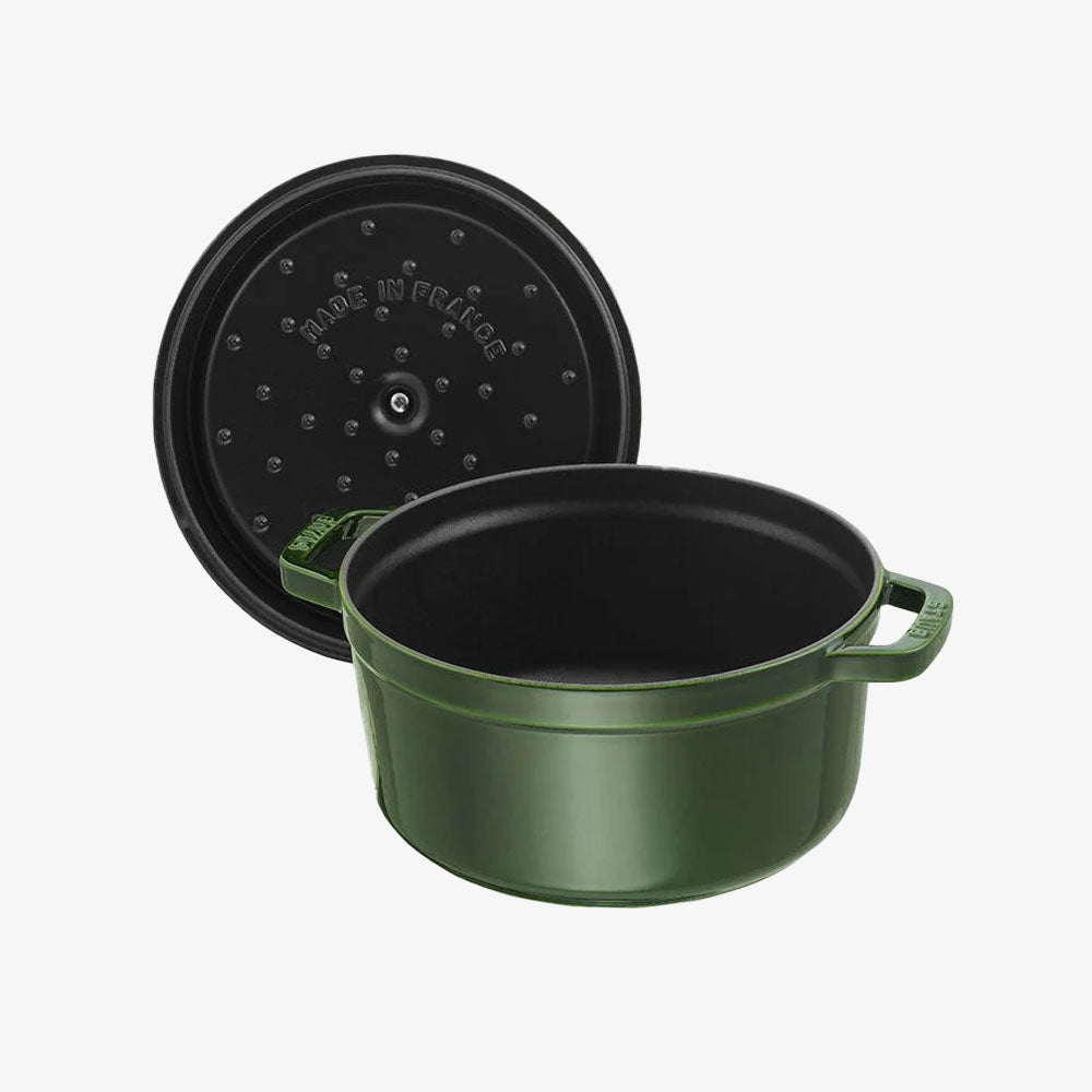 Staub 7-qt Cast Iron Round Cocotte - Basil