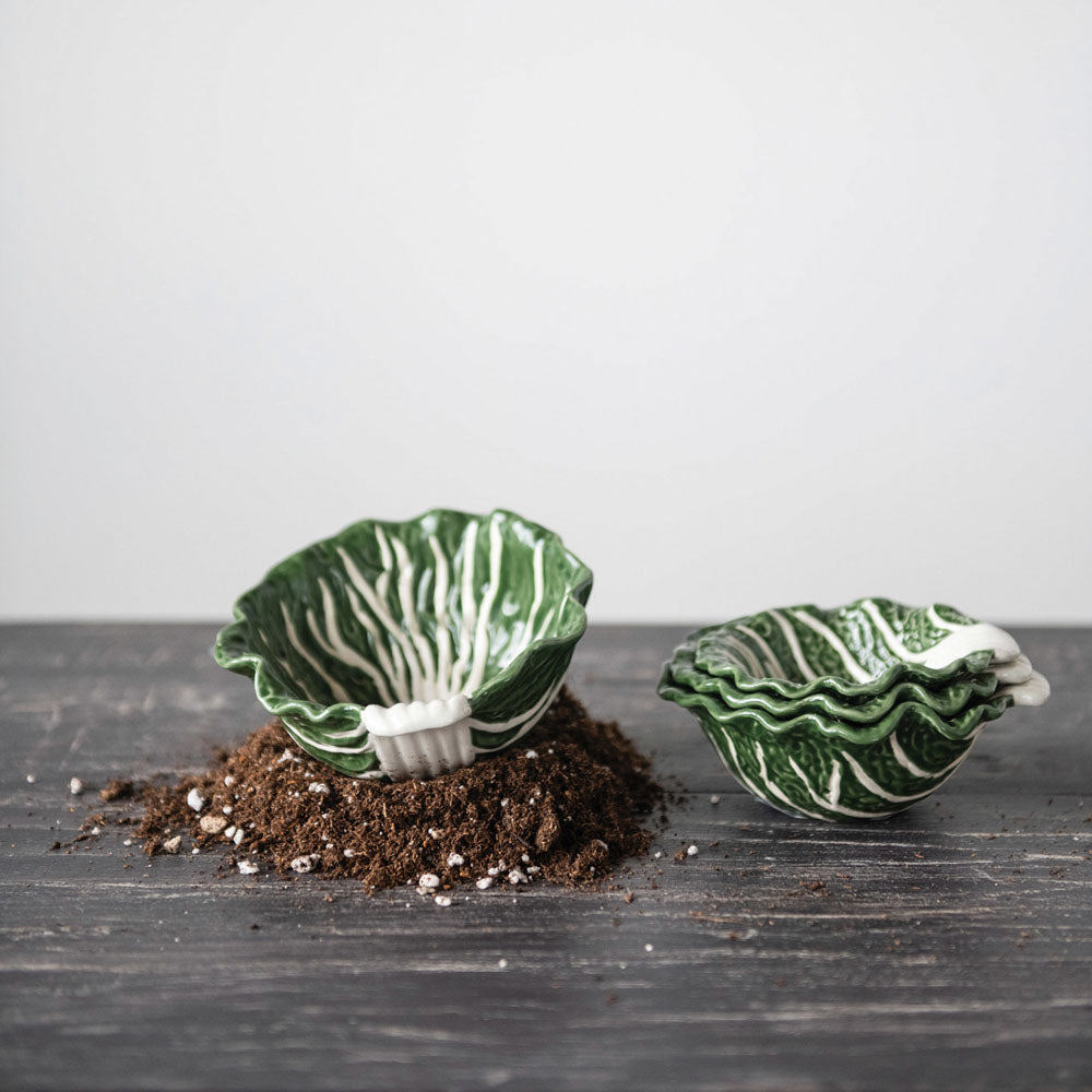 Small set of four cabbage dishes on a wood surface