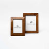 Two's company brand burl wood picture frames on a white background