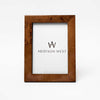 Two's company brand burl wood picture frame on a white background