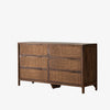 Six drawer 'Sydney' dresser with brown cane stained drawers stained mango wood exterior by Four Hands Furniture on a white background