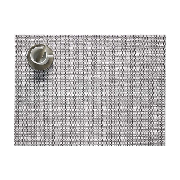 Chilewhich Thatch Rectangle Placemat in Dove grey color on a white background