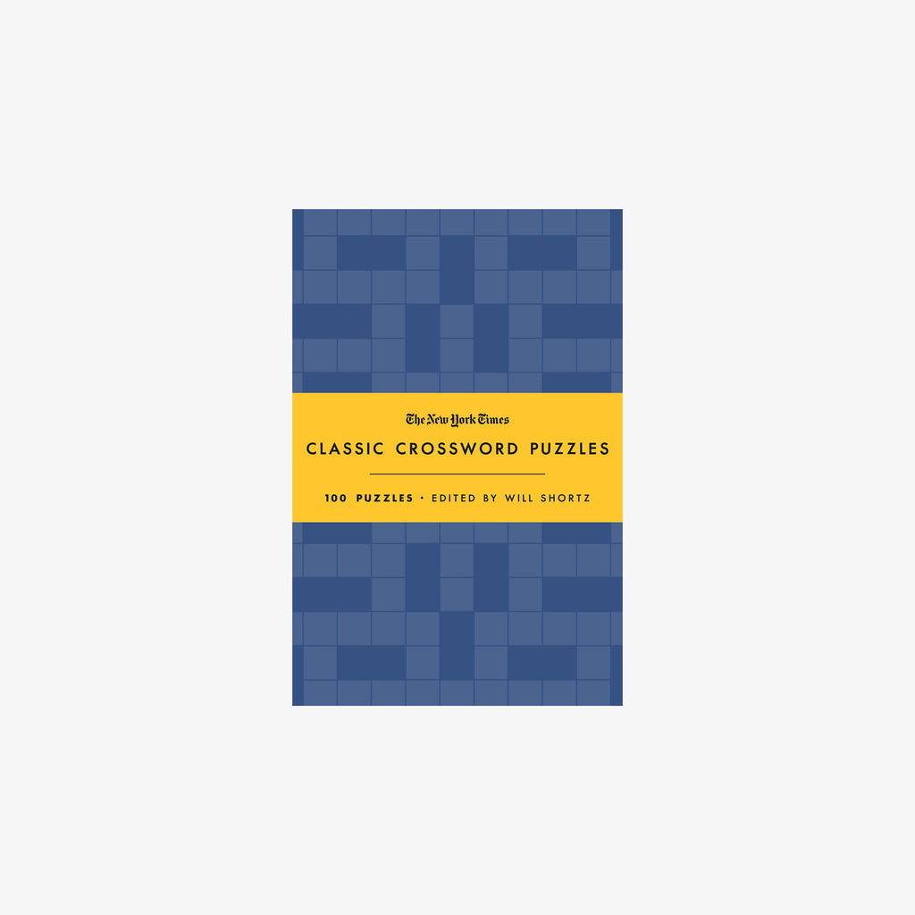 Cover of blue New York Times classic crossword puzzle hardcover book on a white background