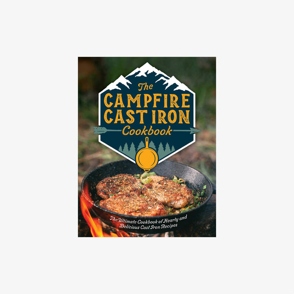 Book titled :The Campfire Cast Iron Cookbook on a white background