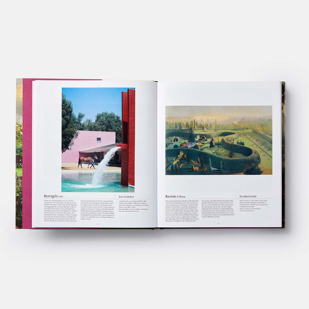 Interior pages of book titled 'The Garden Book' published by Phaidon