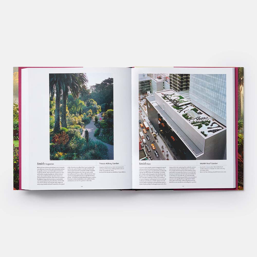 Interior pages of book titled 'The Garden Book' published by Phaidon