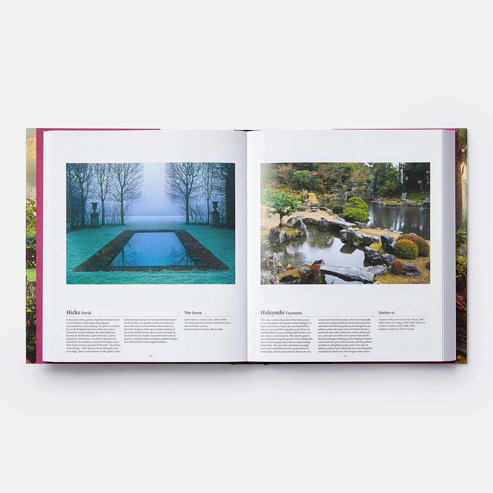 Interior pages of book titled 'The Garden Book' published by Phaidon