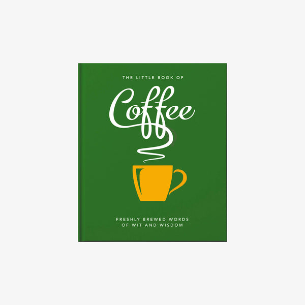 Green front cover of little book of coffee on a white background