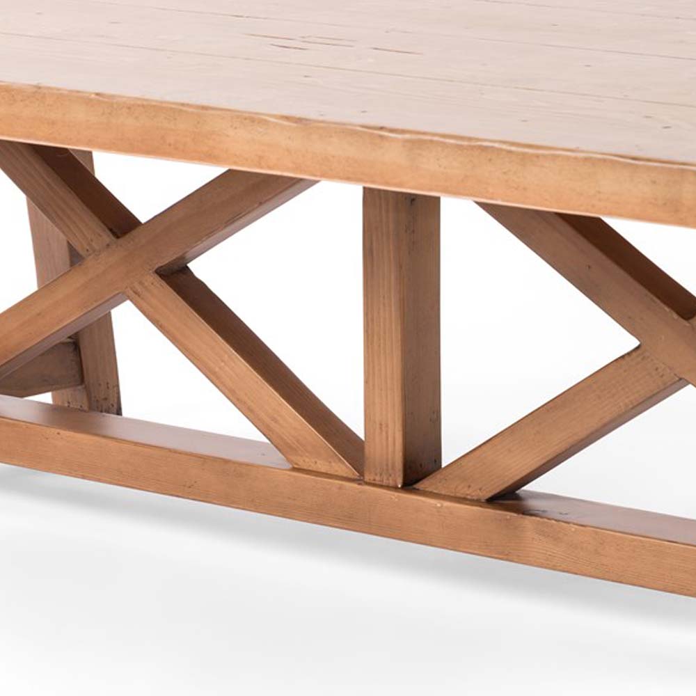 Waxed pine 'Trellis' rectangular coffee table by four hands furniture on a white background