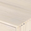 Close up of joints on Four hands brand Trey Modular writing desk with whitewashed wood and three drawers