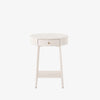 White round 'van' night stand with shelf and drawer  by four hands furniture on a white background